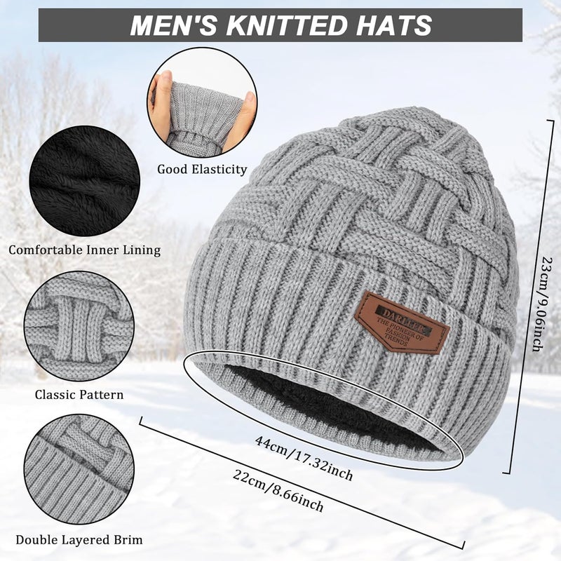 Darller Mens Winter Hats Scarf for Men with Touchscreen Gloves Warm Long Scaves and Skull Caps Beanie Hat Gloves Set - Image 2